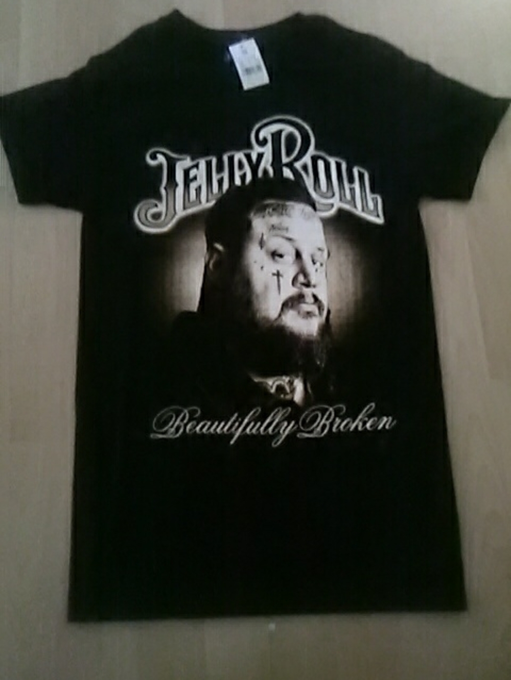 💲2⃣>Jelly Roll "Beautifully Broken" Black Short Sleeve Graphic Tee - Women's